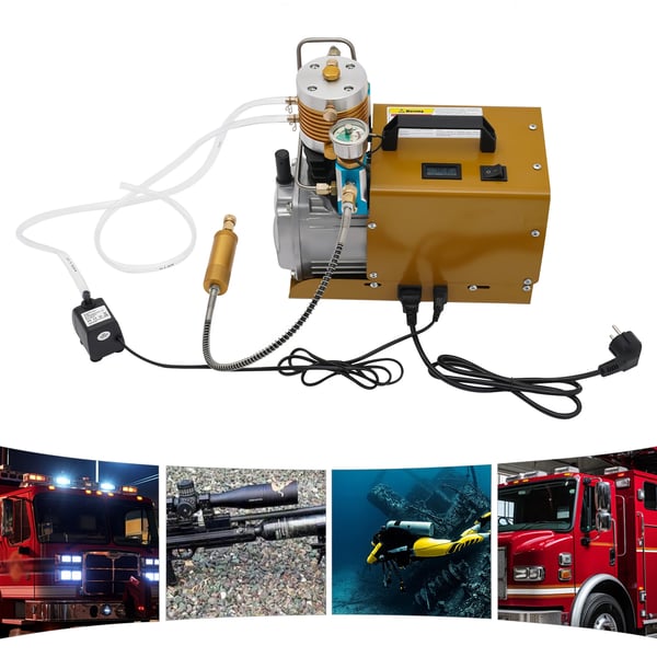 PCP luftkompressor - Højtrykskompressor - 300 bar (30 MPa) - 1,8 kW - 220V EU-stik - Automatisk stop - Olie-vand-separator & manometer - Bærbar