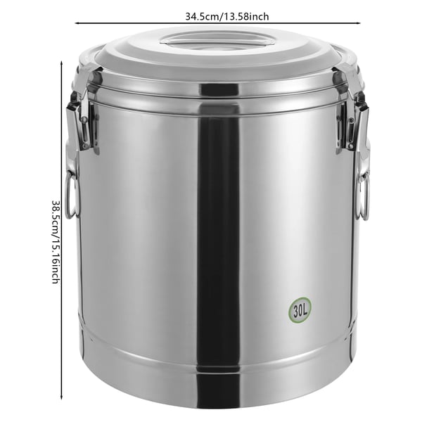 Isoleret suppebeholder - 30 L transportspand - Rustfrit Stål 304/201 - 12 t Varmehold - Rund - Til Storkøkken/Catering - Rød