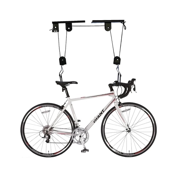 Cykelhiss för takmontering, taljsystem för garage, svart
