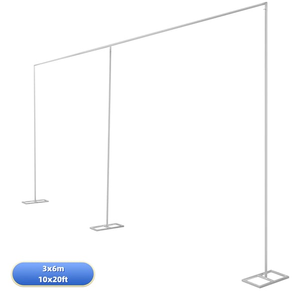 Baggrundsbue - Metalstativ - Justerbar 6 x 3 m - XL - Til bryllup og fest - Sølv