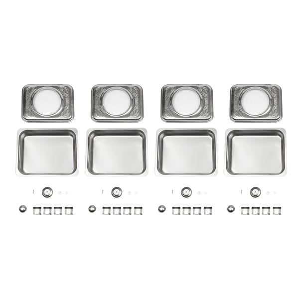 Buffetvarmer Chafing Dish Sæt - Rektangulære Fade Med Låg - 4-Pak - Rustfrit Stål & Glas - Til 7–9 Personer - Sølv