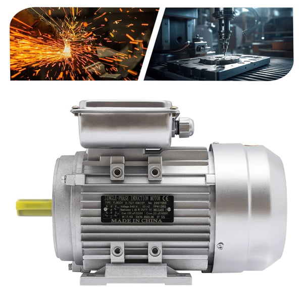 Sähkömoottori - YL8024 yksivaiheinen kuparikäämitty AC-moottori - 750 W 1 HP - 1380 rpm - 240 V 50 Hz - 70 dB - Betonimyllyyn - Hopea