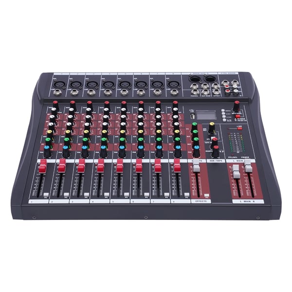 Lydmixer - Digitalt mixerbord - 8 Kanaler - USB & Bluetooth - Studiebrug - Sort