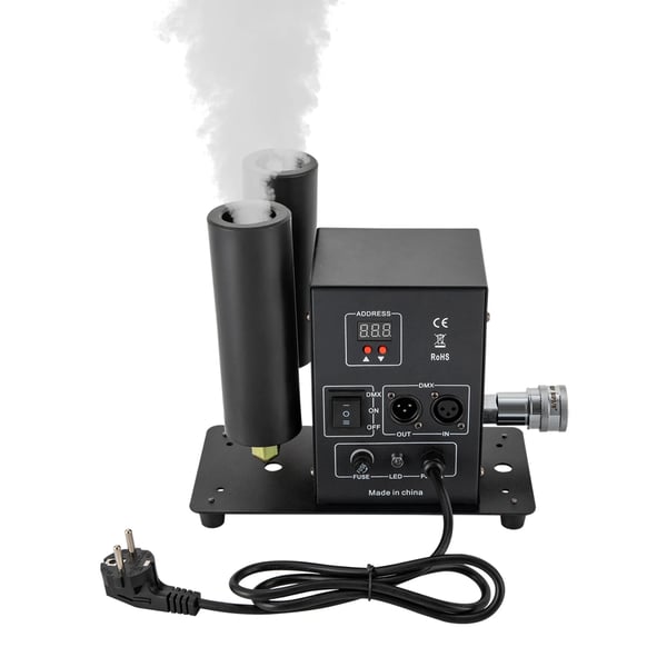 CO₂-jet - Sceneeffektmaskine - DMX512-styring - 200 W - Sprayhøjde 6–8 m - Spraybredde 2–6 m - Slange 5 m - EU-stik 220 V - Sort