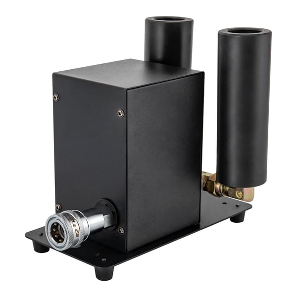 CO₂-jet - Sceneeffektmaskine - DMX512-styring - 200 W - Sprayhøjde 6–8 m - Spraybredde 2–6 m - Slange 5 m - EU-stik 220 V - Sort