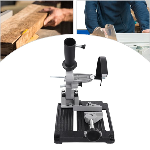 Stativ för vinkelslip - Justerbar skärhållare - Fristående - För 100-typ - Skärdjup 3 cm, Klämvidd 6 cm - 24×20×30,5 cm - Grå/Svart