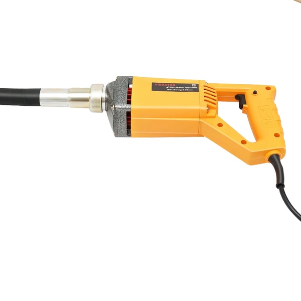 Betonvibrator, håndholdt 1300 W, gul, til professionelt brug, broer og havnebyggeri