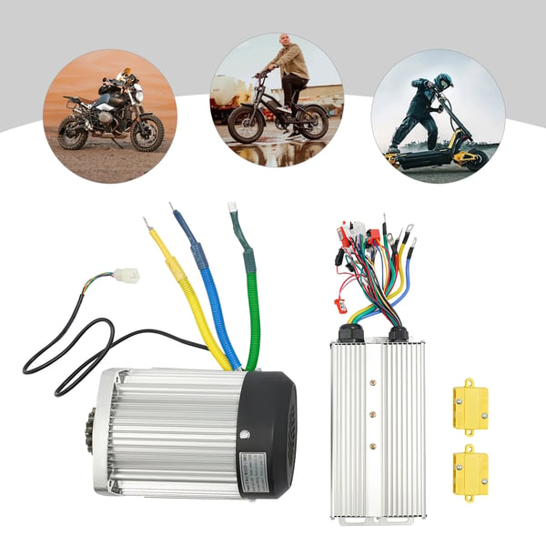 Elmotor-sæt - DC-motor med controller - 1500 W - 3500 o/min - Høj hastighed - Lavt støjniveau - Jævn drift - Til el-løbehjul - Sølv