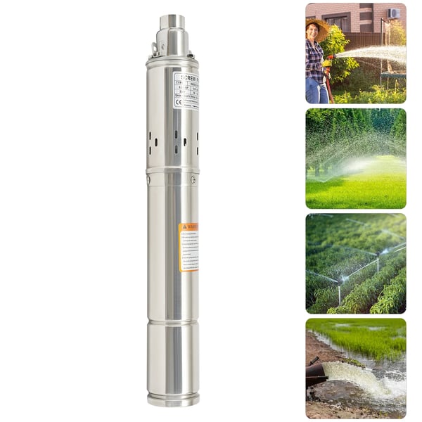 Syväkaivon uppopumppu ruostumattomasta teräksestä, ruuvipumppu, 230V EU-pistoke, kestää hiekkaa, puutarhaan ja maatilalle