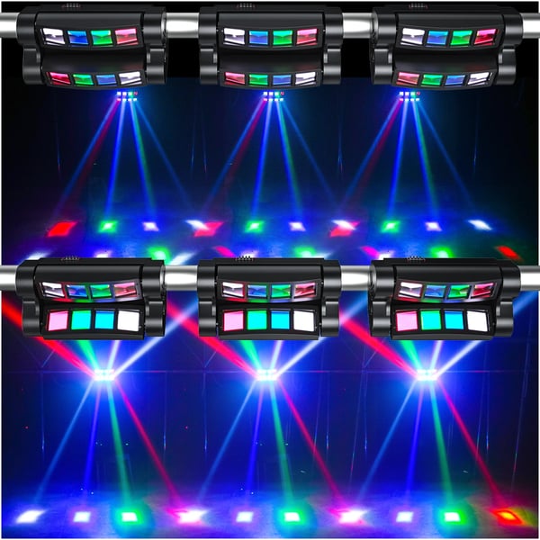 2 stk LED Spider Beam - Moving Head Scenelys - 8x10W RGBW - DMX512 7/15 kanaler - Lyd/Auto/Master-Slave - LCD-display - EU-stik