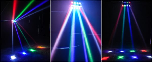 2 stk LED Spider Beam - Moving Head Scenelys - 8x10W RGBW - DMX512 7/15 kanaler - Lyd/Auto/Master-Slave - LCD-display - EU-stik