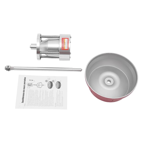 Hjulbalancerer - Manuel - Aluminiumlegering - Størrelse 60,96×29,21 cm - Centerstang Ø2,07 cm - Nav Ø3,8 cm - Vægt 10 kg - Rød