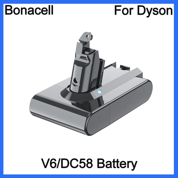 Til Dyson V6, erstatningsbatteri, 6000 mAh (6,0 Ah), gul, kompatibel med SV03/SV07/SV09/DC62/DC58/DC59