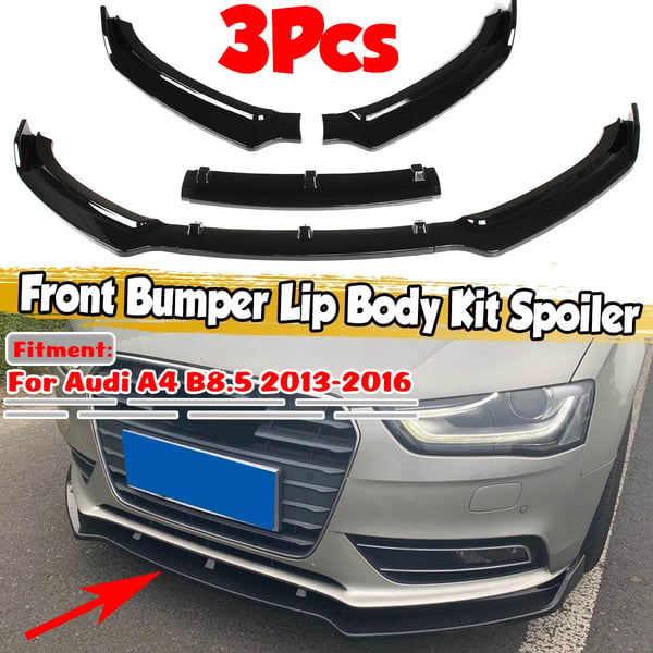Frontkofanger Læbe Splitter Diffuser Bodykit - A4 B8.5 2013-2016 - Spoiler, Beskyttelse - Højglans Sort