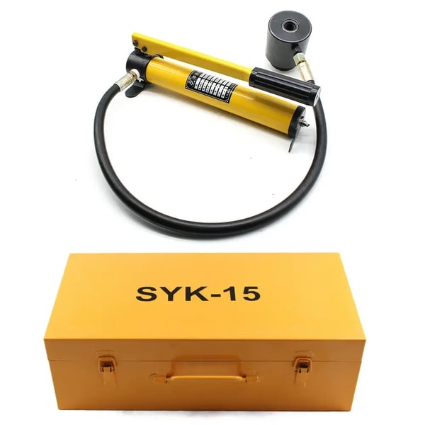 Hydraulisk hulstans til plade - SYK-15 - 15 ton Tryk - 16–101 mm Matricer - Til stålplade - Sæt - Gul