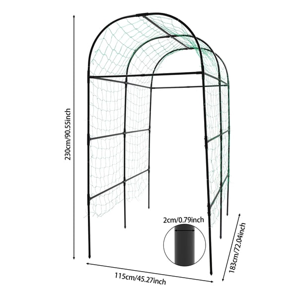 Havebue - Klatrestativ/Rankegitter - Rustbestandig - Stål & PE - Rør Ø20 mm - 115×183×230 cm - Til druer/agurker/sojabønner - Sort