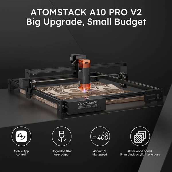 A10 Pro V2 - Lasergraver / Lasergravermaskine - 12 W Laser - Øjenbeskyttelse - Til Metalgravering - Hurtig Montering