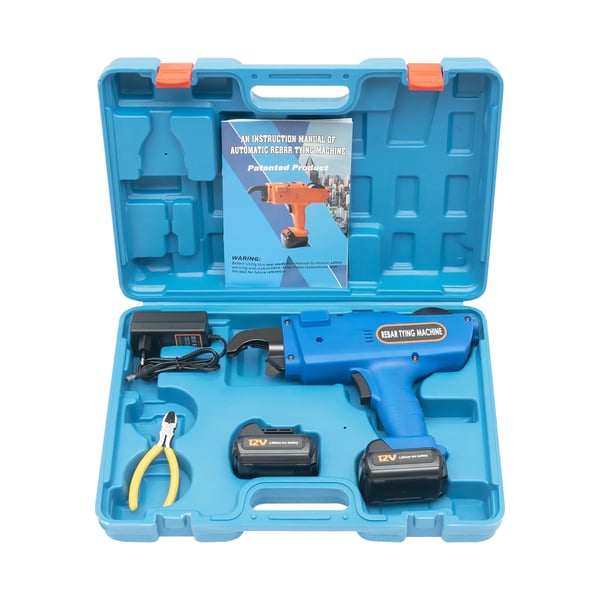 Armeringsbindemaskine - Automatisk trådbinder - 8–34 mm - Batteridrevet 4500 mAh - 110/220 V EU/US - Med batterier - CE-certificeret - Blå