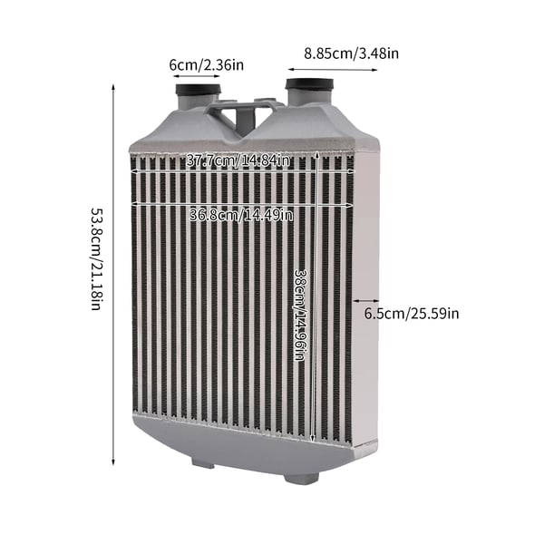 Intercooler - Ladeluftkøler - 60 psi - Aluminiumlegering - Til Ibiza Mk4, Polo 9N3, Fabia - Sølv