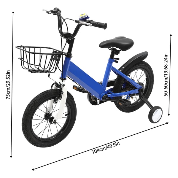 Børnecykel - Hjul 35,6 cm - Til 3–5 år - Støttehjul - Sikkerhedsbremser - Maks 35 kg - Blå