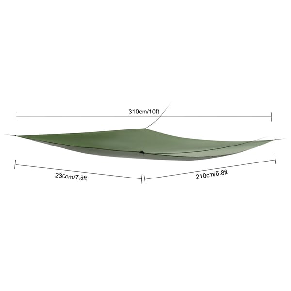 Retkiriippumatto - Riippumatto hyttysverkolla - 2,9 x 1,4 m - 200 kg kantavuus - Kevyt ja kannettava - Vaellukseen ja matkalle - Vihreä