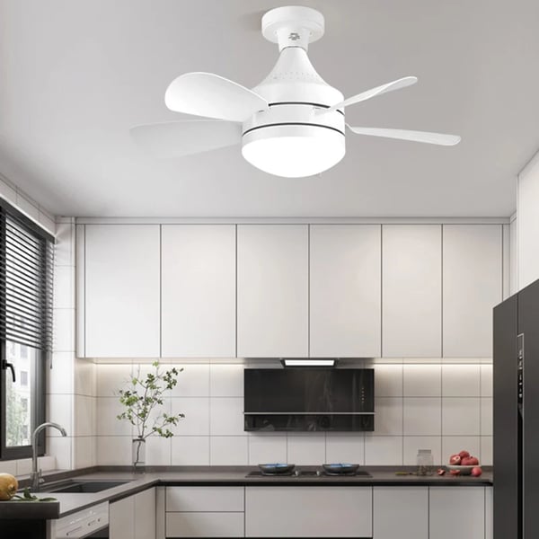 Ventilatorlampe - E27 fatning - 46 cm diameter - Støjsvag drift - Aftagelige blade - 5 V - Uden fjernbetjening - Ingen timer - Hvid