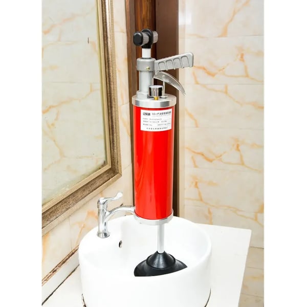 Rør- og afløbsrenser - Trykluftværktøj - Til Rør 30–130 mm - Tryk 0,7 MPa - Vægt 3,9 kg - Gummikegle 10 cm - Størrelse 180×533 mm - Orange