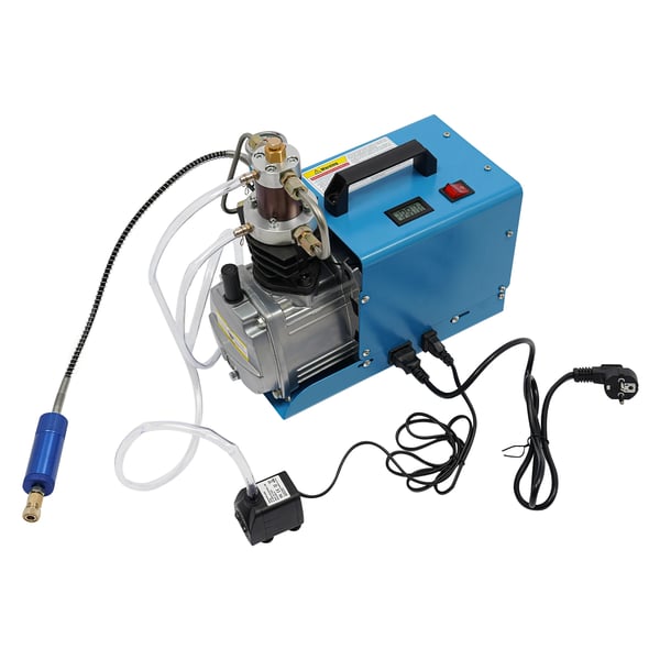 Bærbar luftkompressor - Elektrisk højtrykspumpe - 300 bar - 220 V - 1,8 kW - 100 l/min - 2-trins kompression - Olie-vand-separator & manometer