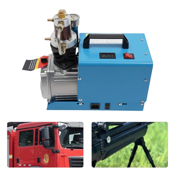 Bærbar luftkompressor - Elektrisk højtrykspumpe - 300 bar - 220 V - 1,8 kW - 100 l/min - 2-trins kompression - Olie-vand-separator & manometer