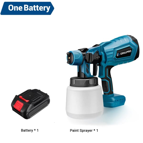 Färgspruta - Trådlös HVLP sprutpistol 18V - Med 1 batteri - Behållare 1000 ml - Munstycke 1,8 mm - Varvtal 35 000/min - Orange