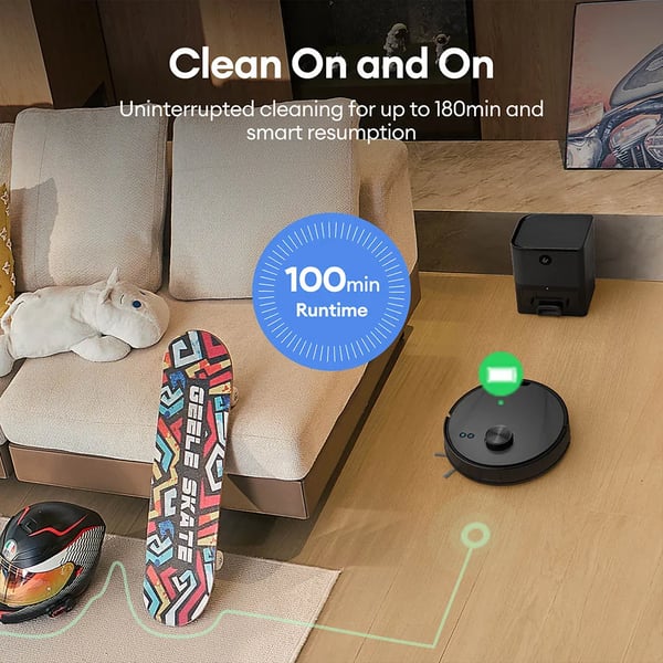 T10 Lite - Robotstøvsuger - LiDAR-navigation - 4500 Pa Sugkraft - 180 min Driftstid - 3200 mAh Batteri - EU-stik - Sort