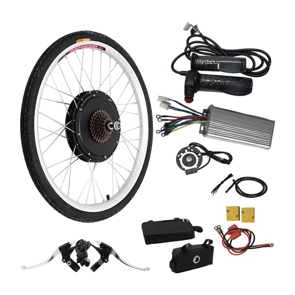Sähköpyörän Muunnossarja - Takapyörä - Rengas 66 cm - Harjaton Napamoottori 48V 1000W - Levyjarru - Jopa 50 km/h - Akku Ei Sisälly