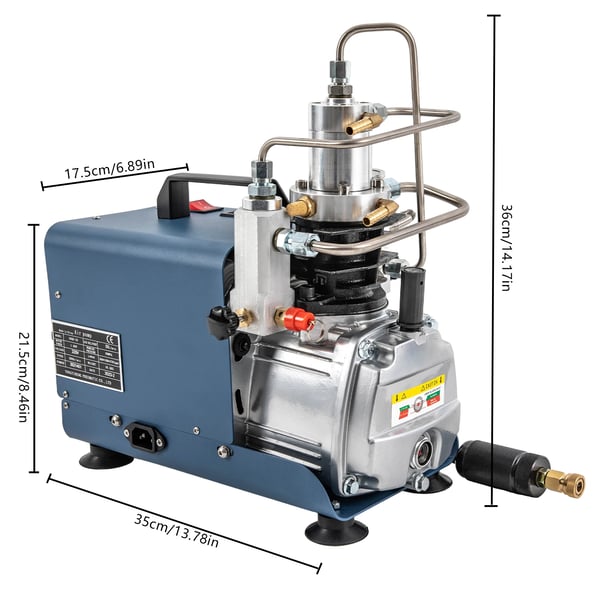 Højtryks luftkompressor - Elektrisk boosterpumpe 220V - Tryk 30 MPa - Effekt 1,8 kW - Kapacitet 50 L/min - EU-stik 50 Hz - Blå