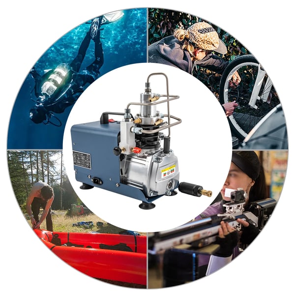 Højtryks luftkompressor - Elektrisk boosterpumpe 220V - Tryk 30 MPa - Effekt 1,8 kW - Kapacitet 50 L/min - EU-stik 50 Hz - Blå