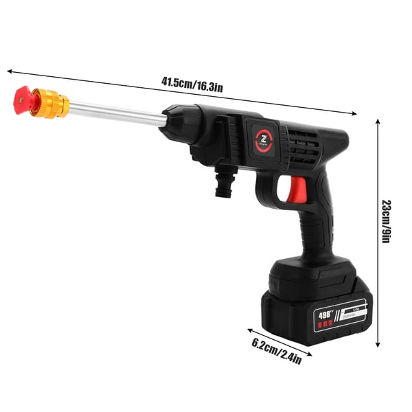 Højtryksrenser 200W 50 bar, trådløs sprøjtepistol, guld, til Makita 18V-batteri, inkl. 10-cellers batteri