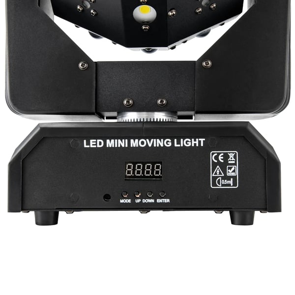 Moving Head LED, scenelys, 16 RGB-LED, 360° rotation, lydaktiveret, DMX512, auto-tilstand, fest & bryllup