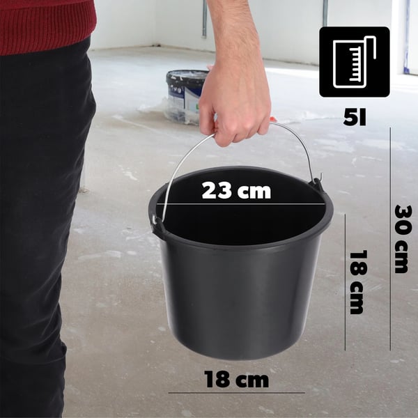 Byggespand - Plastspand - Rund - Med Håndtag - 5 L