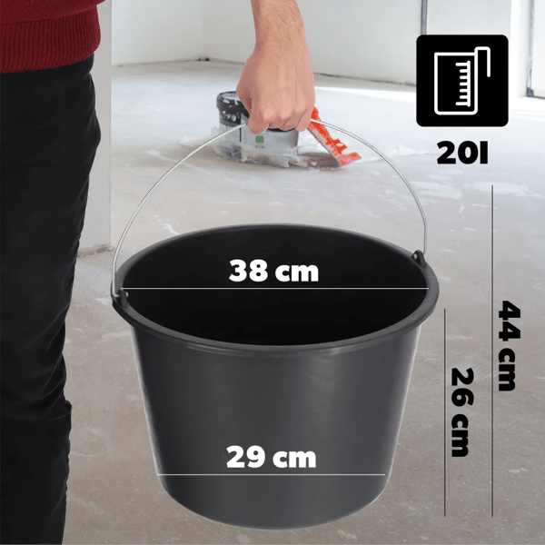 Plastspande - Byggespand 20 l - Sæt med 6 - Til Byggeri og Renovering - Robust Plast