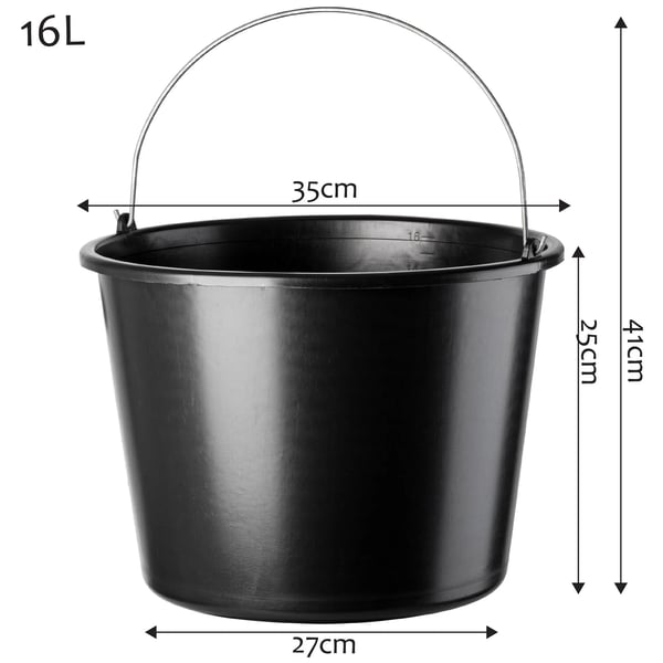Plastspand - Byggespand - 16 l - 3 stk - Til byggeri - Økonomimodel