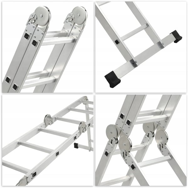 Aluminiumsstige - Multifunktionsstige leddelt 4x3 - Sammenklappelig - Arbejdsplatform - Max 150 kg
