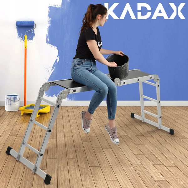 Aluminiumsstige - Multifunktionsstige leddelt 4x3 - Sammenklappelig - Arbejdsplatform - Max 150 kg