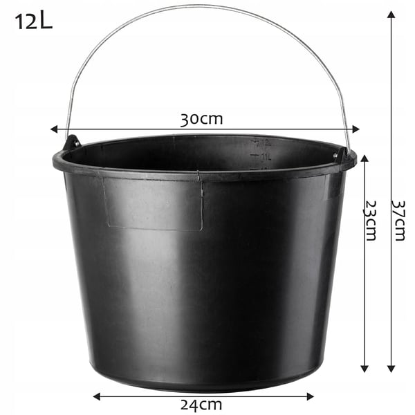 Plastspande - Byggespande / Murerspande Sæt - Kapacitet 12 l - Antal 10 stk - Til Byggeri