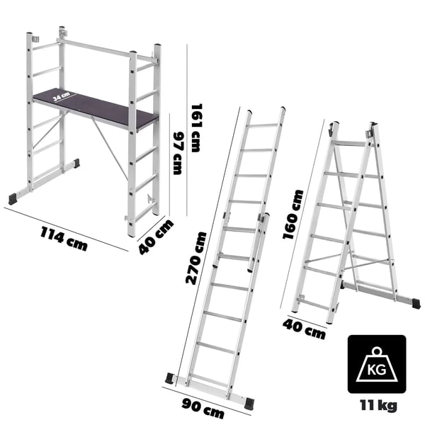 Aluminiumsstige - Stilladsstige - 270 cm - Til Stillads