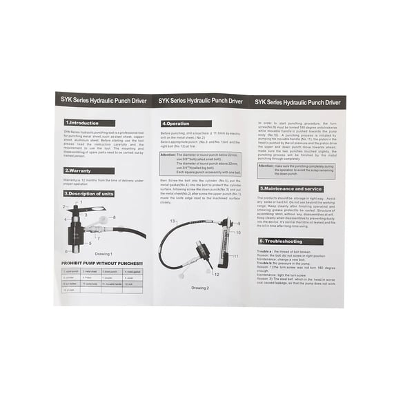 Hydraulinen lävistinsarja - YYQ-WWHTJ-012 - 15 T Voima - Ø 16–101 mm Terät - Metallilevyille - Teolliseen Käyttöön
