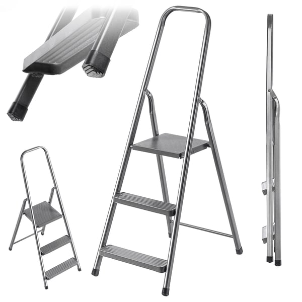 Trappestige i stål - Platformstige - 3 trin - Med platform - Maks. belastning 125 kg