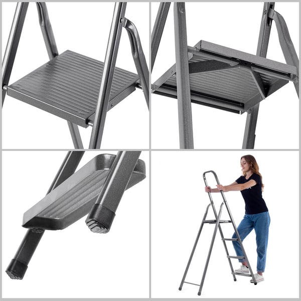 Trappestige i stål - Platformstige - 3 trin - Med platform - Maks. belastning 125 kg