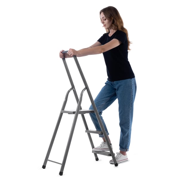 Trappestige i stål - Platformstige - 3 trin - Med platform - Maks. belastning 125 kg