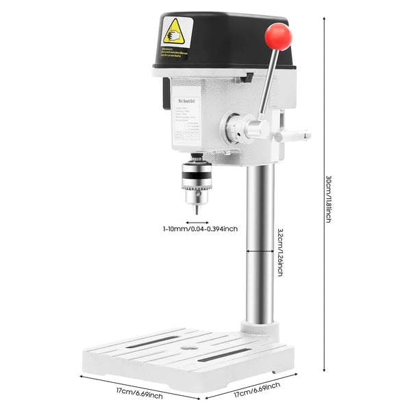 Mini bänkborrmaskin - Pelarborr - 340 W - 3-stegs hastighet - 16000 rpm - EU-kontakt 50 Hz - Flerfärgad