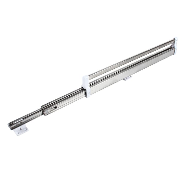 Garderobestang - Udtrækkelig bukseholder på skinne - Justerbar 54,2–110 cm - Kapacitet 18–20 bukser - Belastning over 25 kg - Metal - Lysegrå