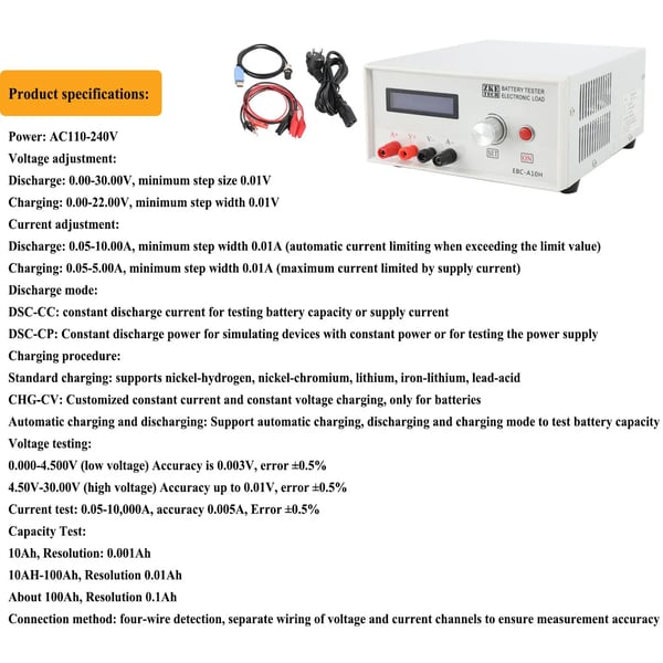 Akkukapasiteettitesteri - EBC-A40L - Elektroninen Kuormitus - 40 A 200 W - 220 V - Lataus/Purkaus - Litium ja Lyijyhappo - Vihreä